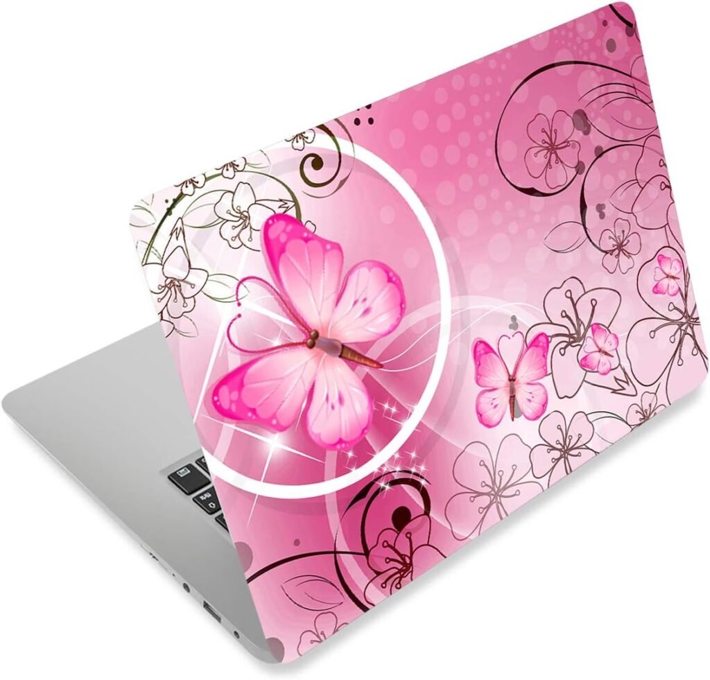 Pink Butterfly11.6 13 13.3 14 15 15.6 inches Netbook Laptop Skin Sticker Reusable Protector Cover Decal FY-NEK-009