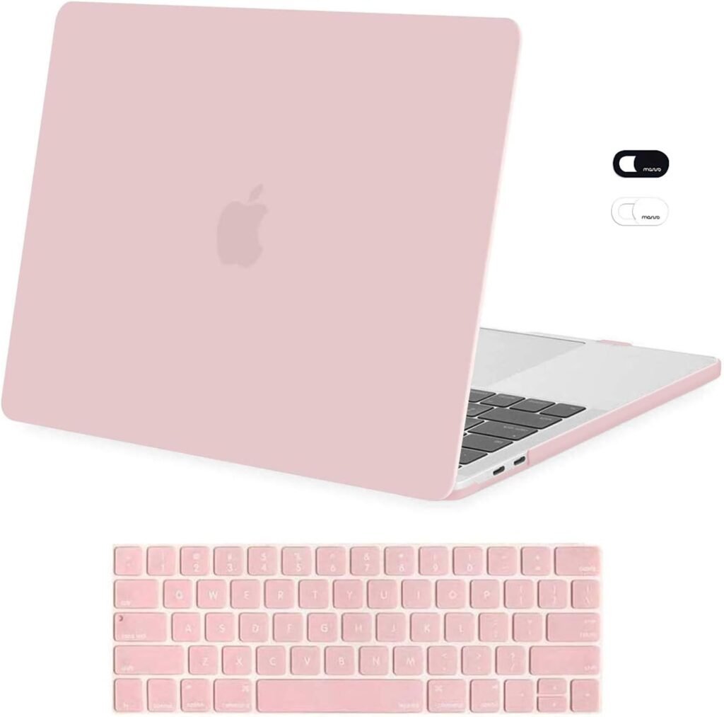 MOSISO Compatible with MacBook Pro 13 inch Case M2 2024, 2023, 2022-2016 A2338 M1 A2251 A2289 A2159 A1989 A1708 A1706, Plastic Hard Shell Case  Keyboard Cover Skin  Webcam Cover, Rose Quartz