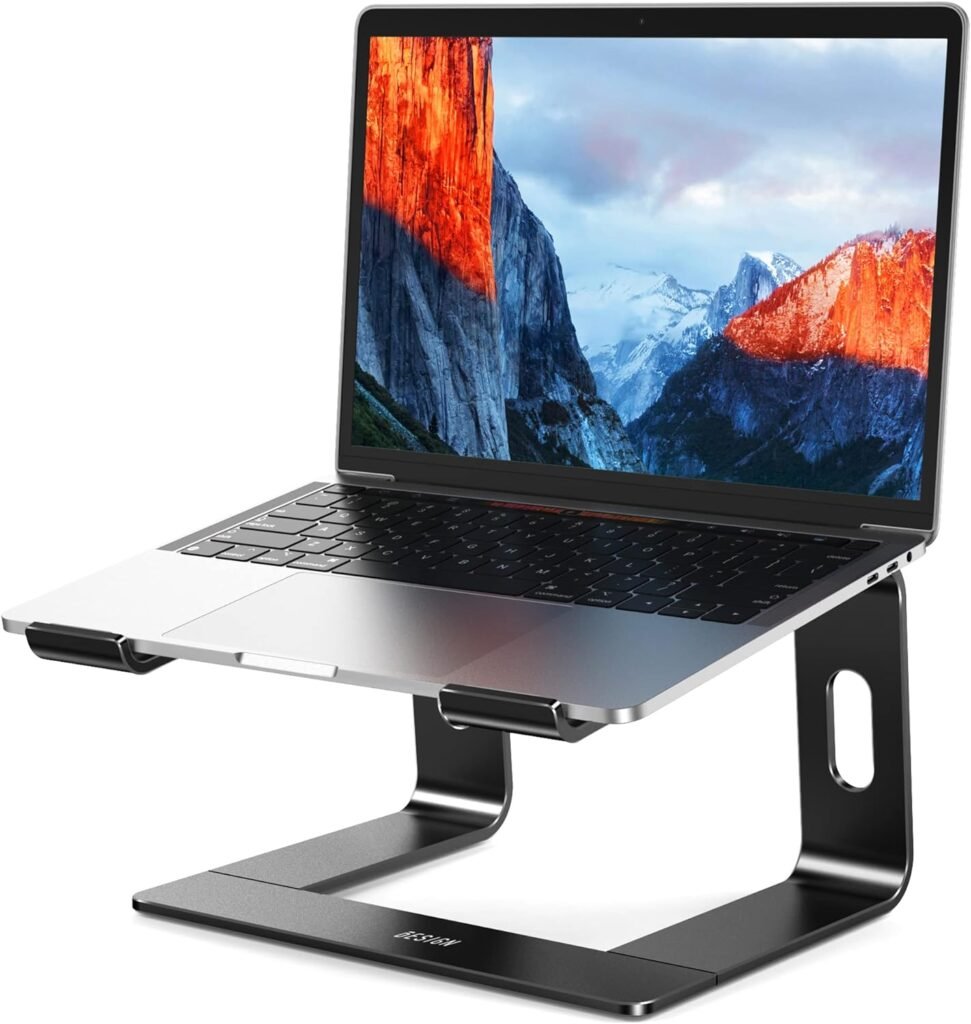 BESIGN LS03 Aluminum Laptop Stand, Ergonomic Detachable Computer Stand, Riser Holder Notebook Stand Compatible with Air, Pro, Dell, HP, Lenovo More 10-15.6 Laptops, Black